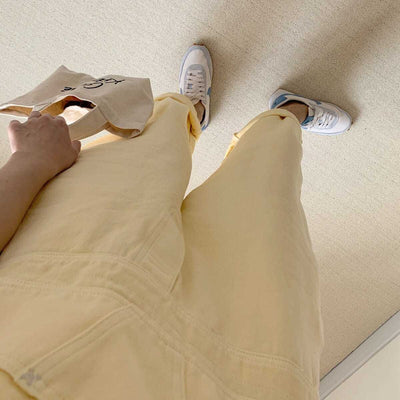 Jeans-Latzhose<br> Pastellgelb