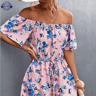 Une Piece Combishort Fleuri Rose