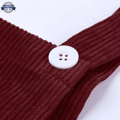 Robe Salopette Bretelle en Velours Rouge
