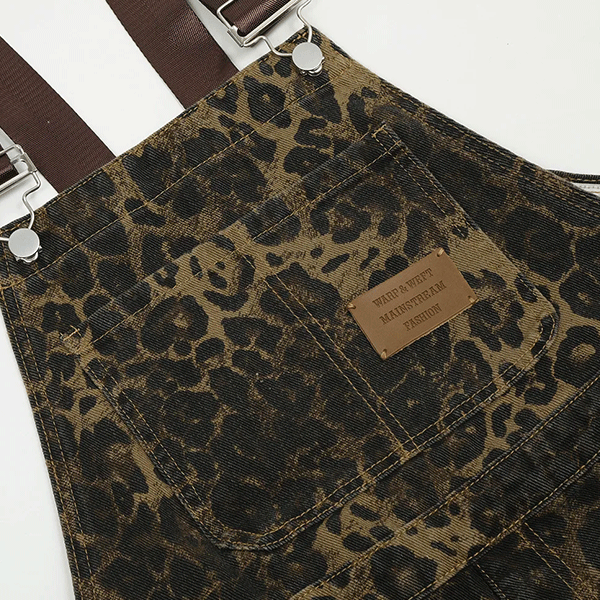 Vintage-Latzhose Leopardenmuster