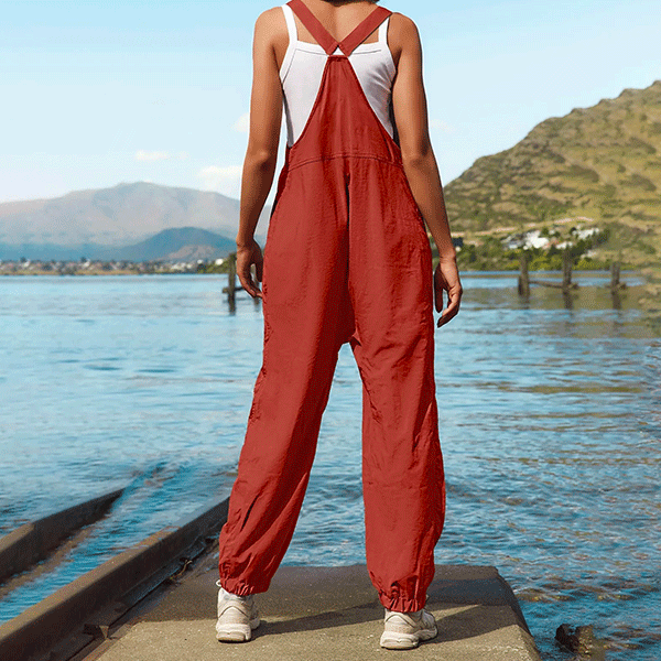 Granatrote Latzhose für Damen