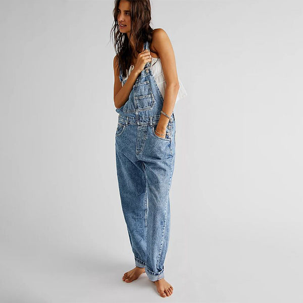 Jeanslatzhose im Used-Look