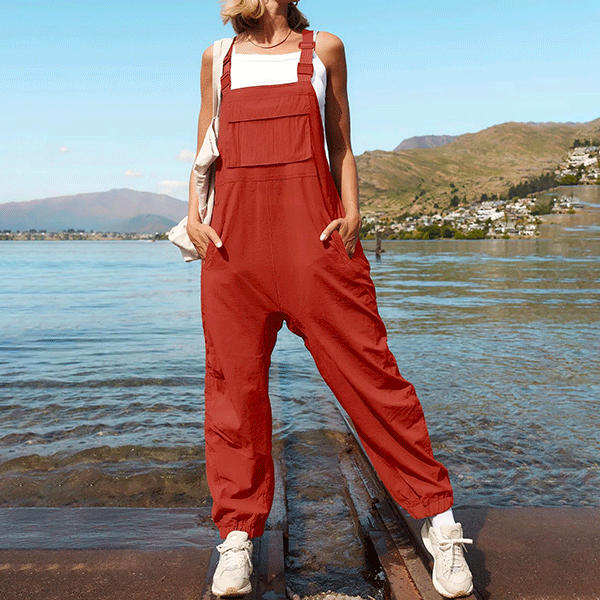 Granatrote Latzhose für Damen