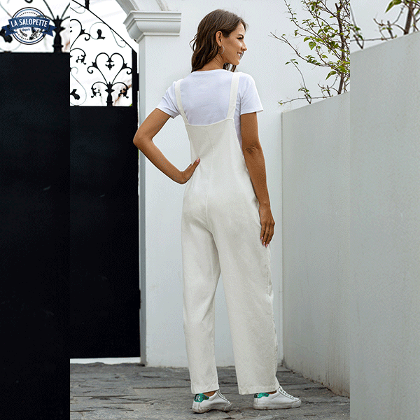 Casual-weißes Latzkleid