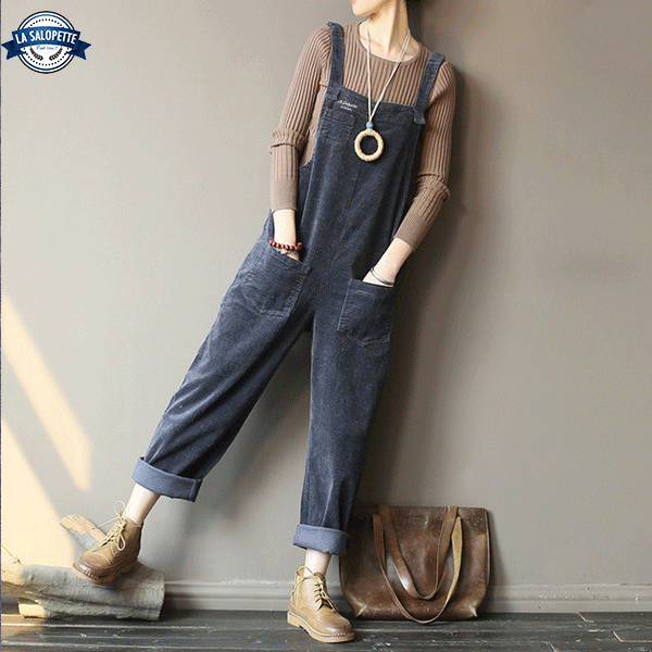 Latzhose Vintage Cord Grau