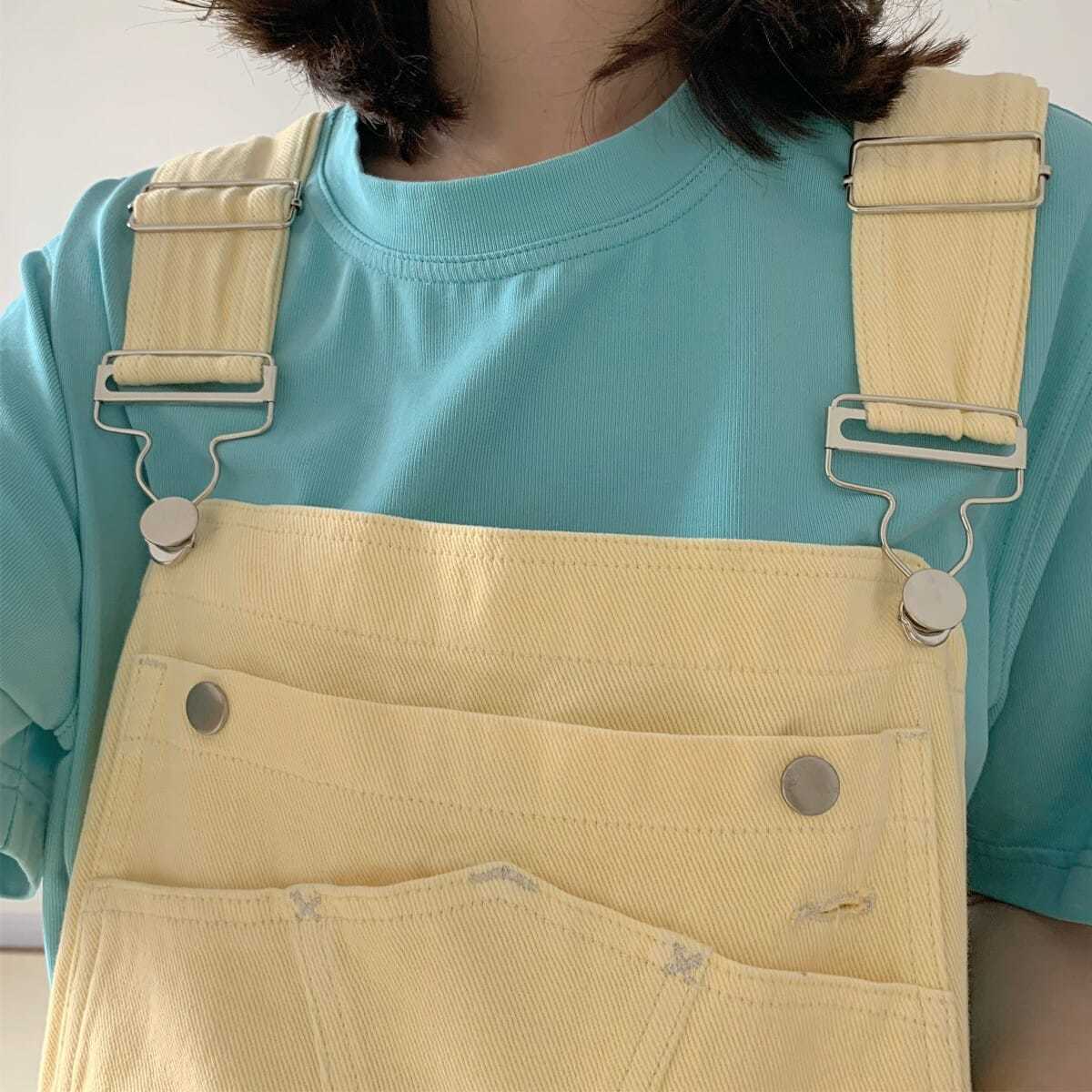 Jeans-Latzhose Pastellgelb