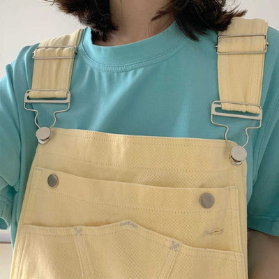 Jeans-Latzhose<br> Pastellgelb