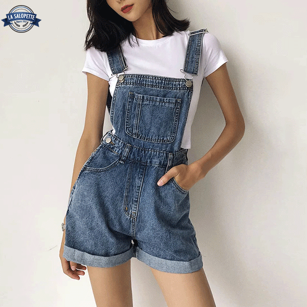 Latzhose Short Jeans Blau Electra