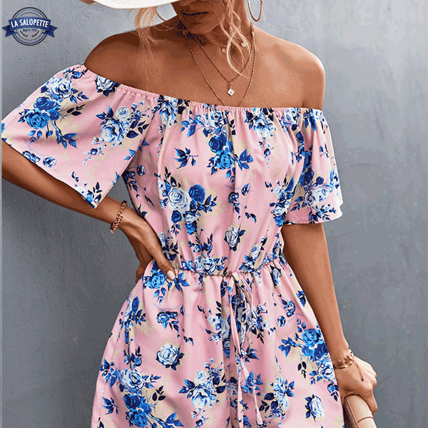Une Piece Combishort Fleuri Rose