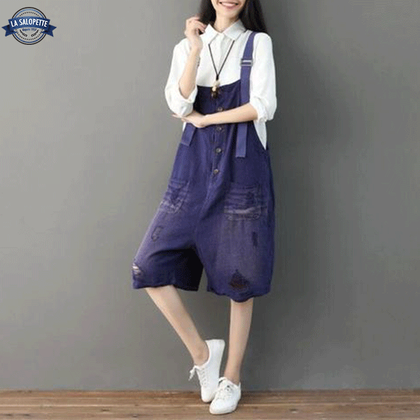 Latzhose aus Jeans Violett Tainan
