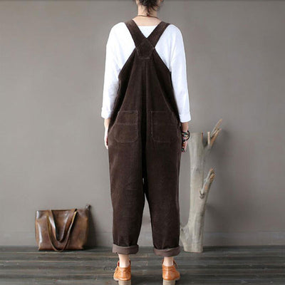 Latzhose Vintage Samt Kaffee