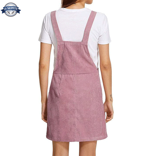 Kleid Latzhose Samt Bonbonrosa