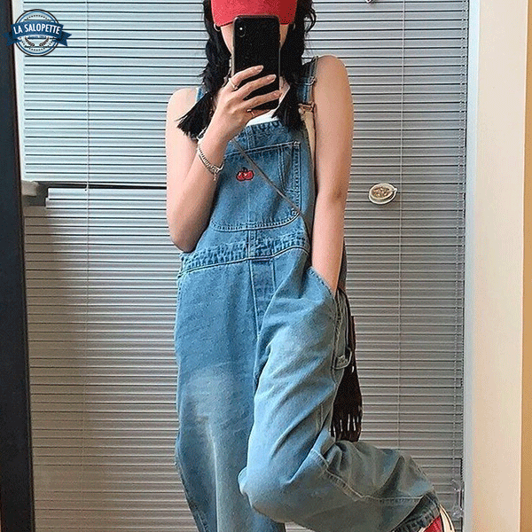 Baggy Jeans Latzhose Frau