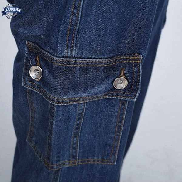 Latzhose aus Jeans mit Elefantenfuß Kaïté