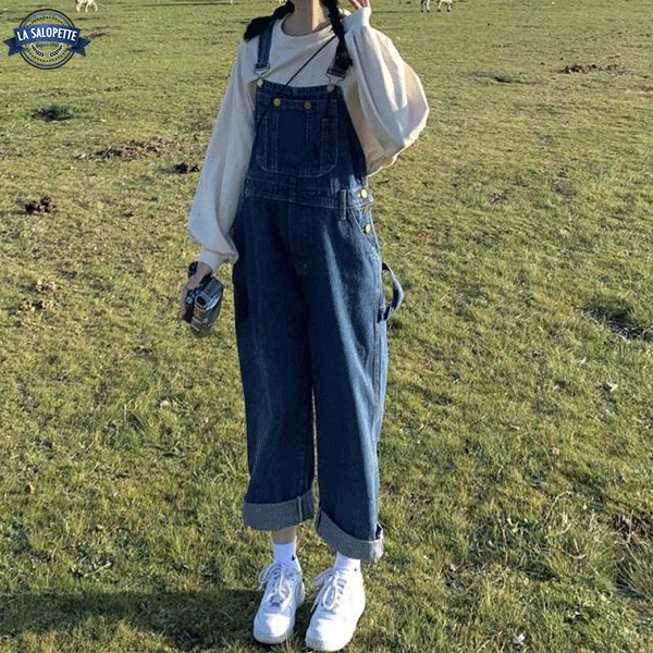 Latzhose aus Jeans in Feldblau