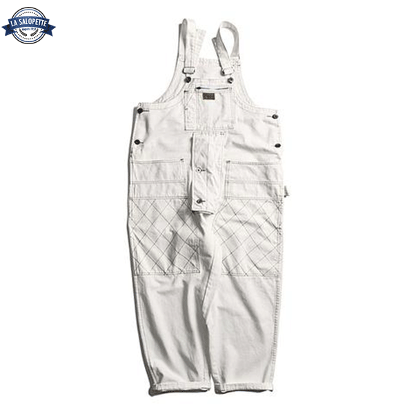 Weiße Jeans-Latzhose Herren Snow