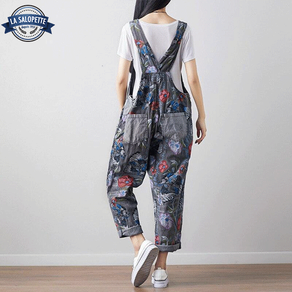 Graue Jeans-Latzhose Kenroku-en
