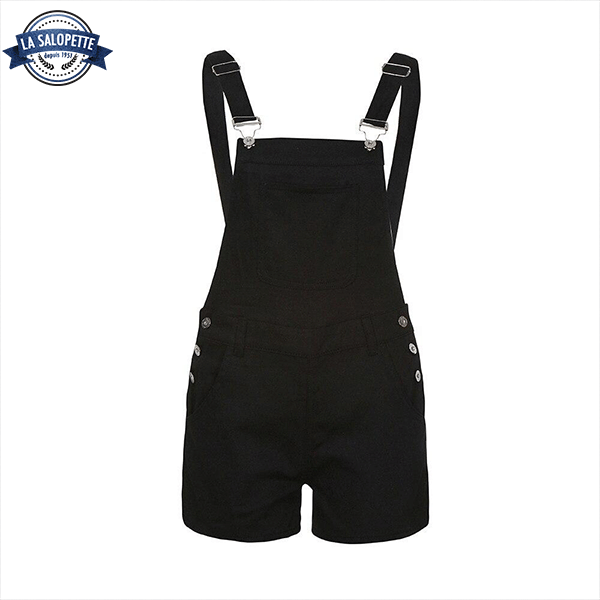 Latzhose Short Style Basic Schwarz