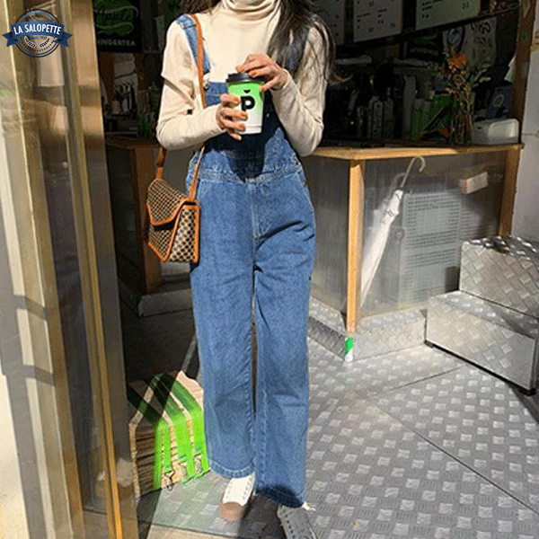 Latzhose aus Jeans Blau Denim Milano